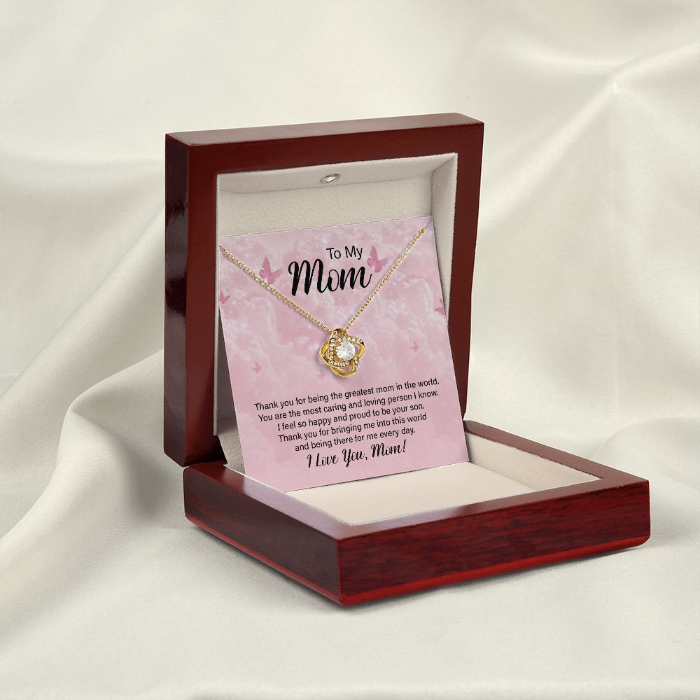 To My Mom Thank You For the Greatest Mom Infinity Knot Necklace Message Card-Express Your Love Gifts