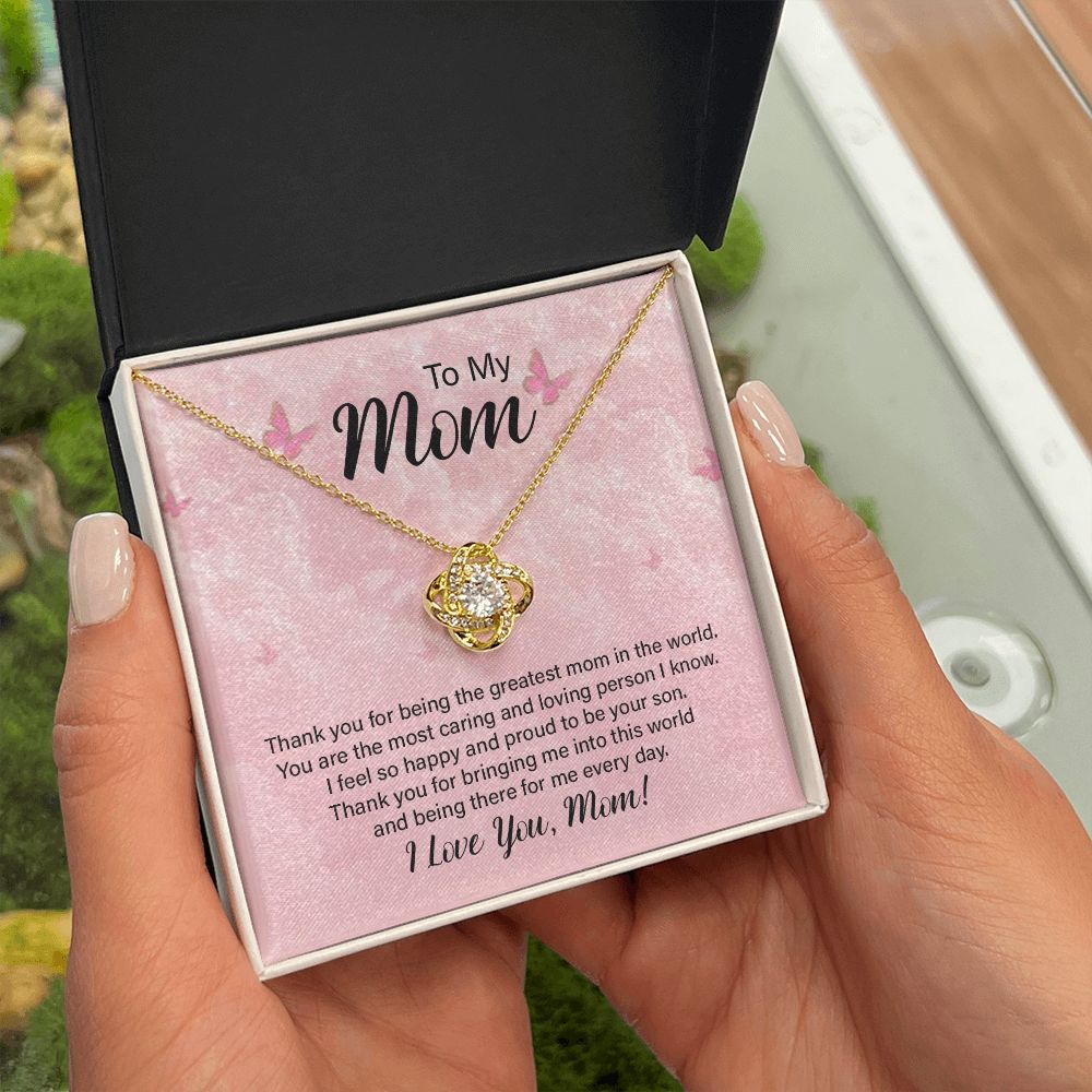 To My Mom Thank You For the Greatest Mom Infinity Knot Necklace Message Card-Express Your Love Gifts