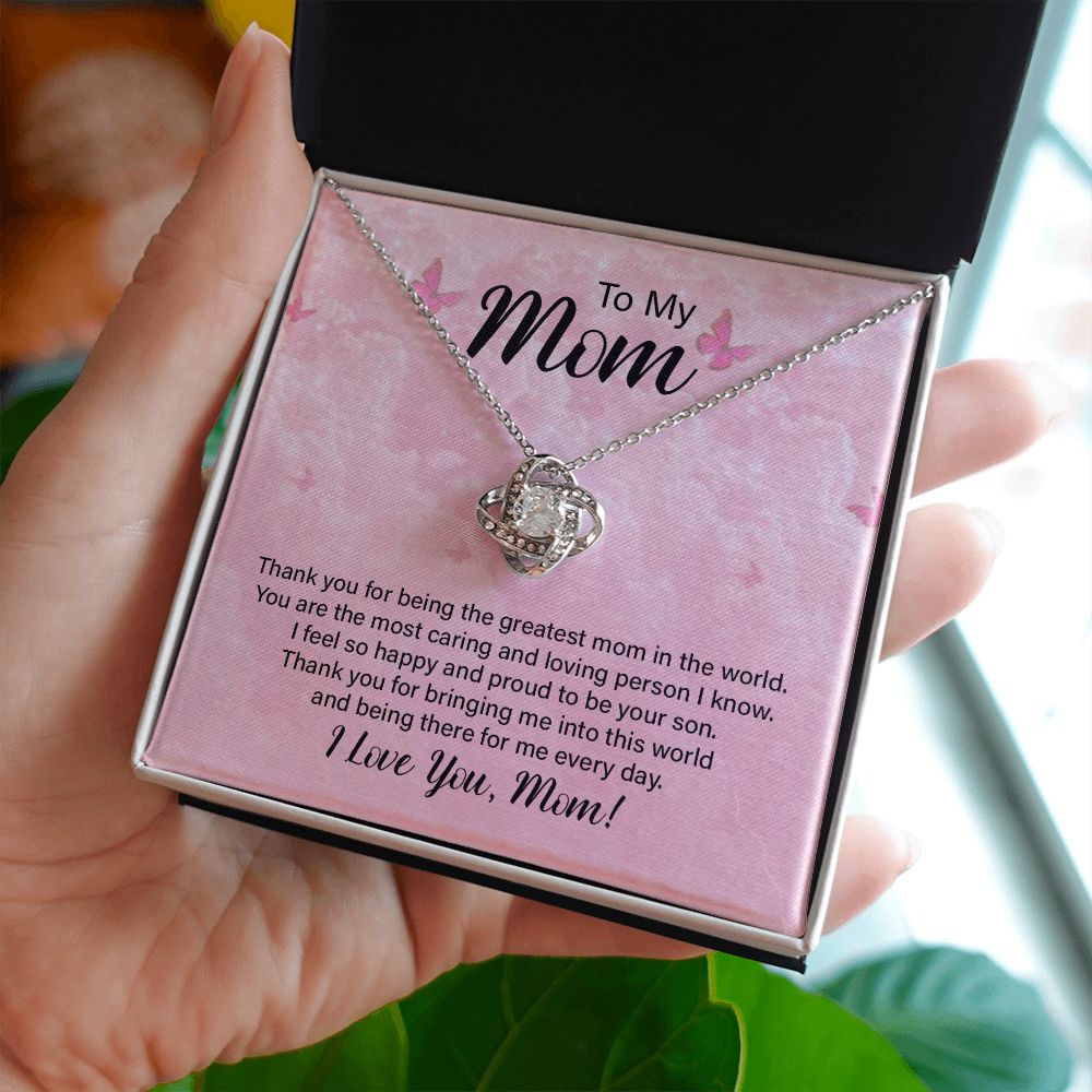 To My Mom Thank You For the Greatest Mom Infinity Knot Necklace Message Card-Express Your Love Gifts