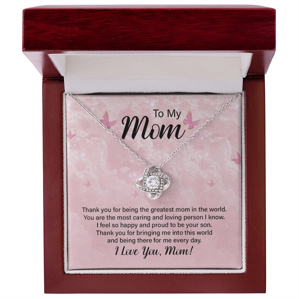 To My Mom Thank You For the Greatest Mom Infinity Knot Necklace Message Card-Express Your Love Gifts