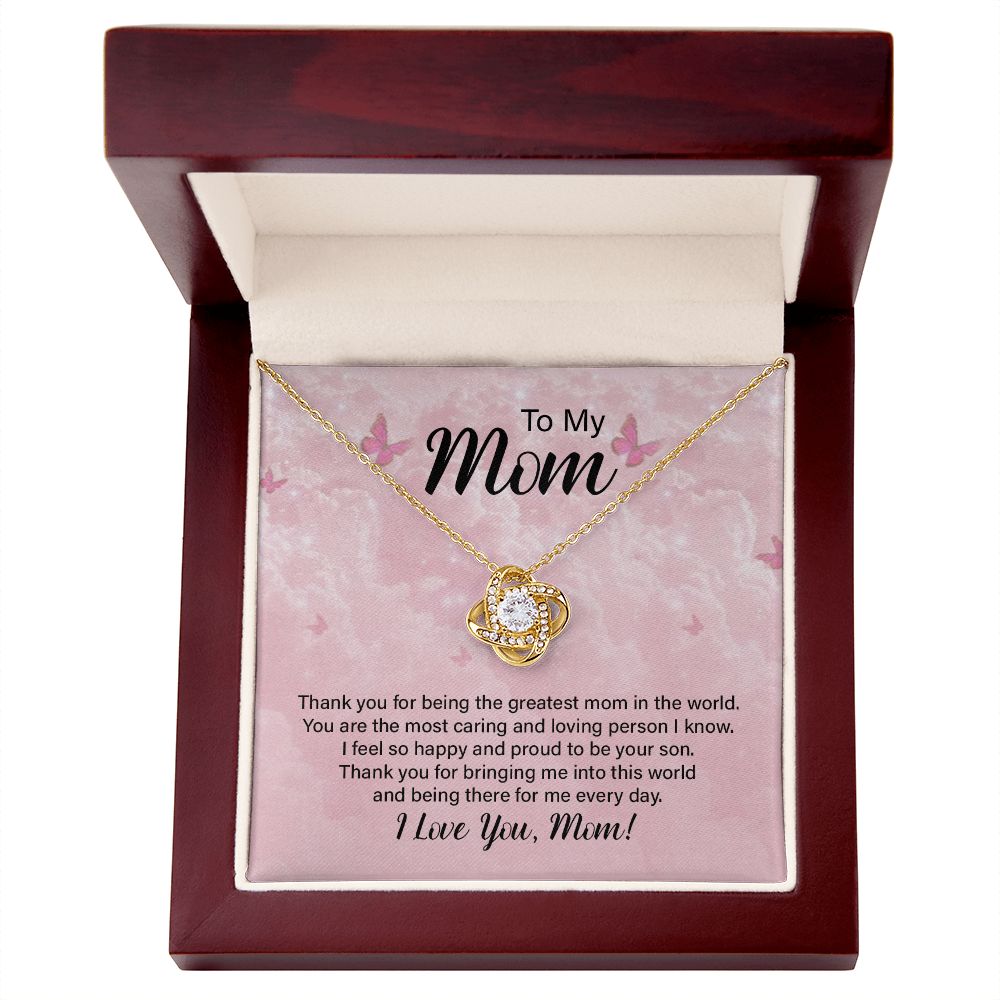 To My Mom Thank You For the Greatest Mom Infinity Knot Necklace Message Card-Express Your Love Gifts
