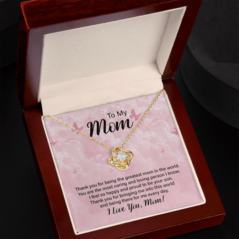 To My Mom Thank You For the Greatest Mom Infinity Knot Necklace Message Card-Express Your Love Gifts