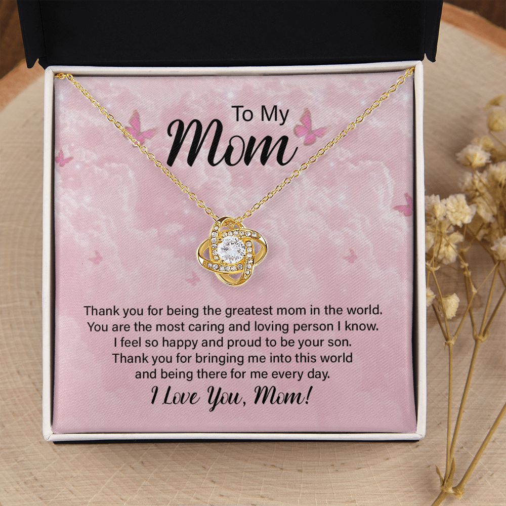 To My Mom Thank You For the Greatest Mom Infinity Knot Necklace Message Card-Express Your Love Gifts