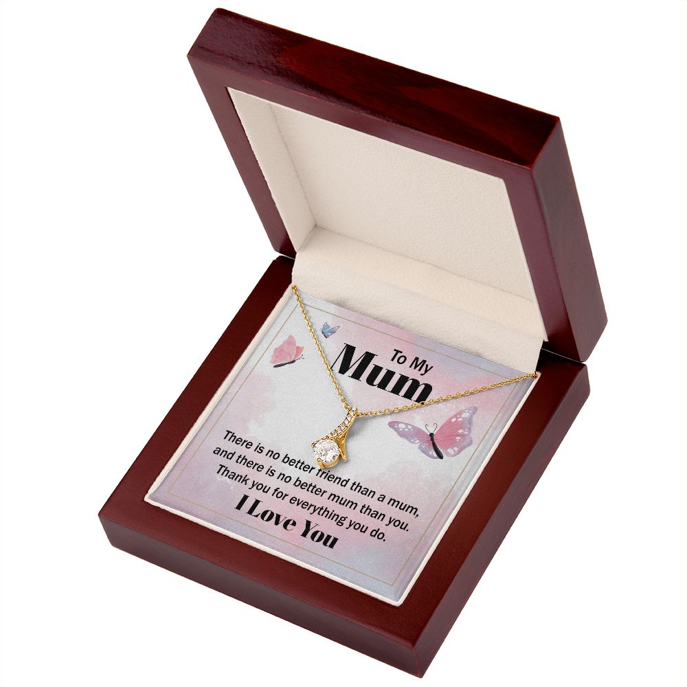 To My Mom There is No Better Friend Alluring Ribbon Necklace Message Card-Express Your Love Gifts