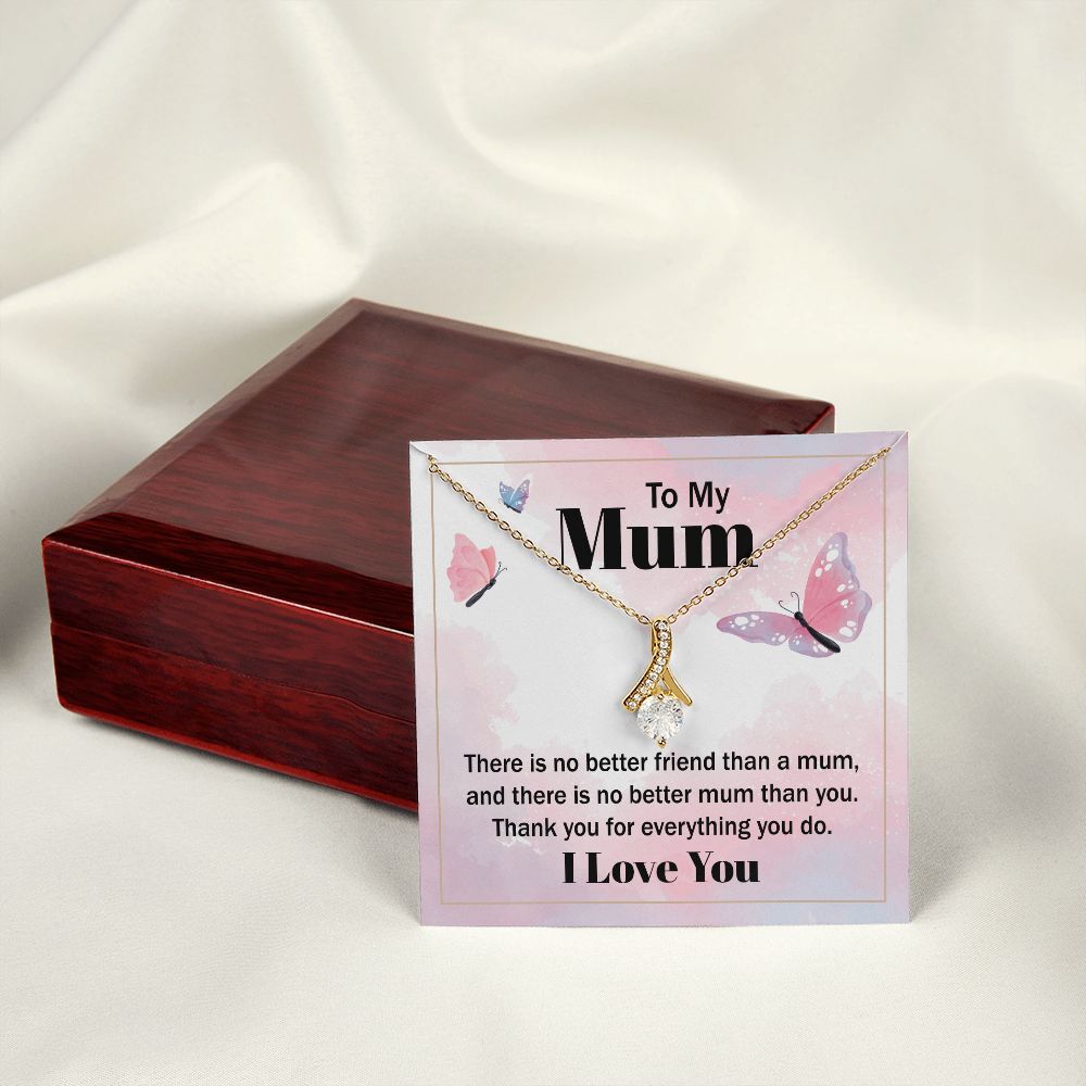 To My Mom There is No Better Friend Alluring Ribbon Necklace Message Card-Express Your Love Gifts