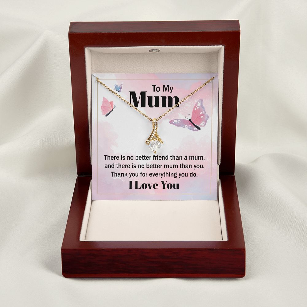 To My Mom There is No Better Friend Alluring Ribbon Necklace Message Card-Express Your Love Gifts