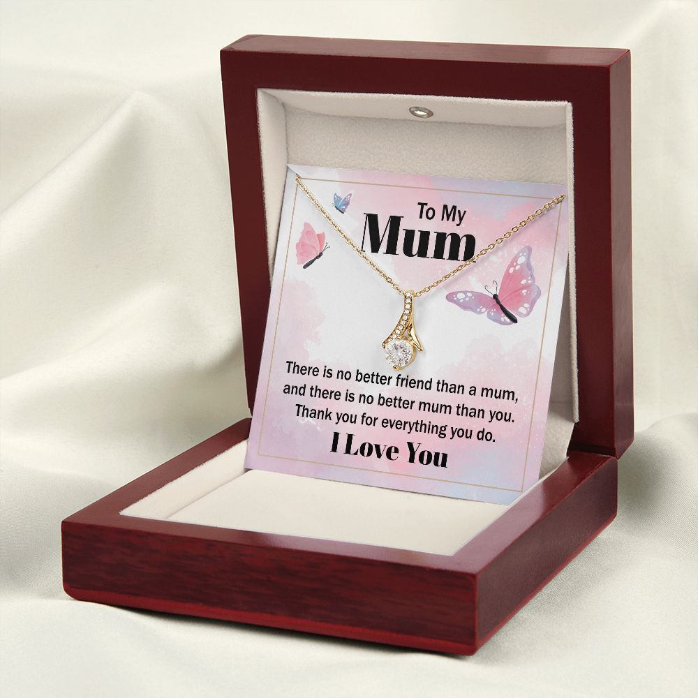 To My Mom There is No Better Friend Alluring Ribbon Necklace Message Card-Express Your Love Gifts