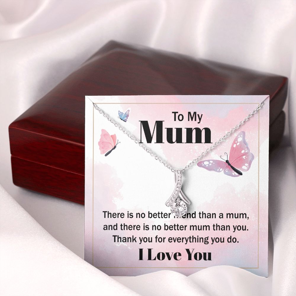 To My Mom There is No Better Friend Alluring Ribbon Necklace Message Card-Express Your Love Gifts