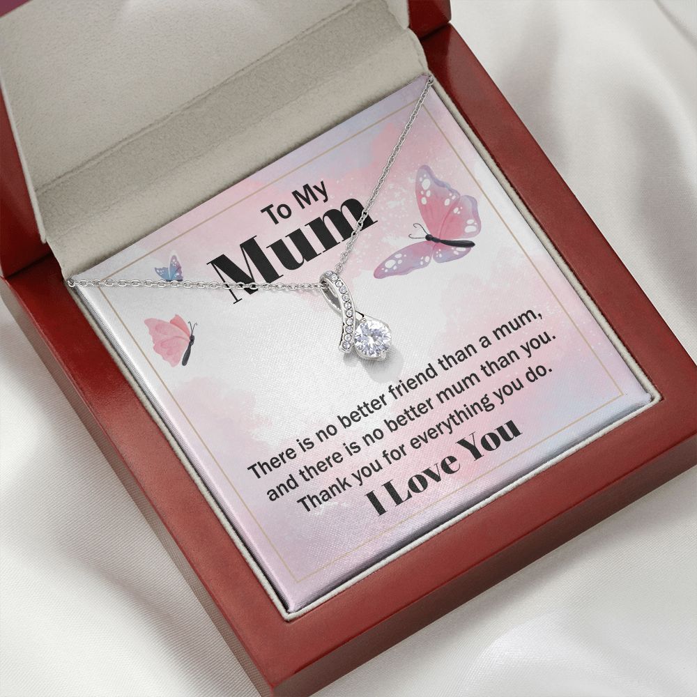 To My Mom There is No Better Friend Alluring Ribbon Necklace Message Card-Express Your Love Gifts