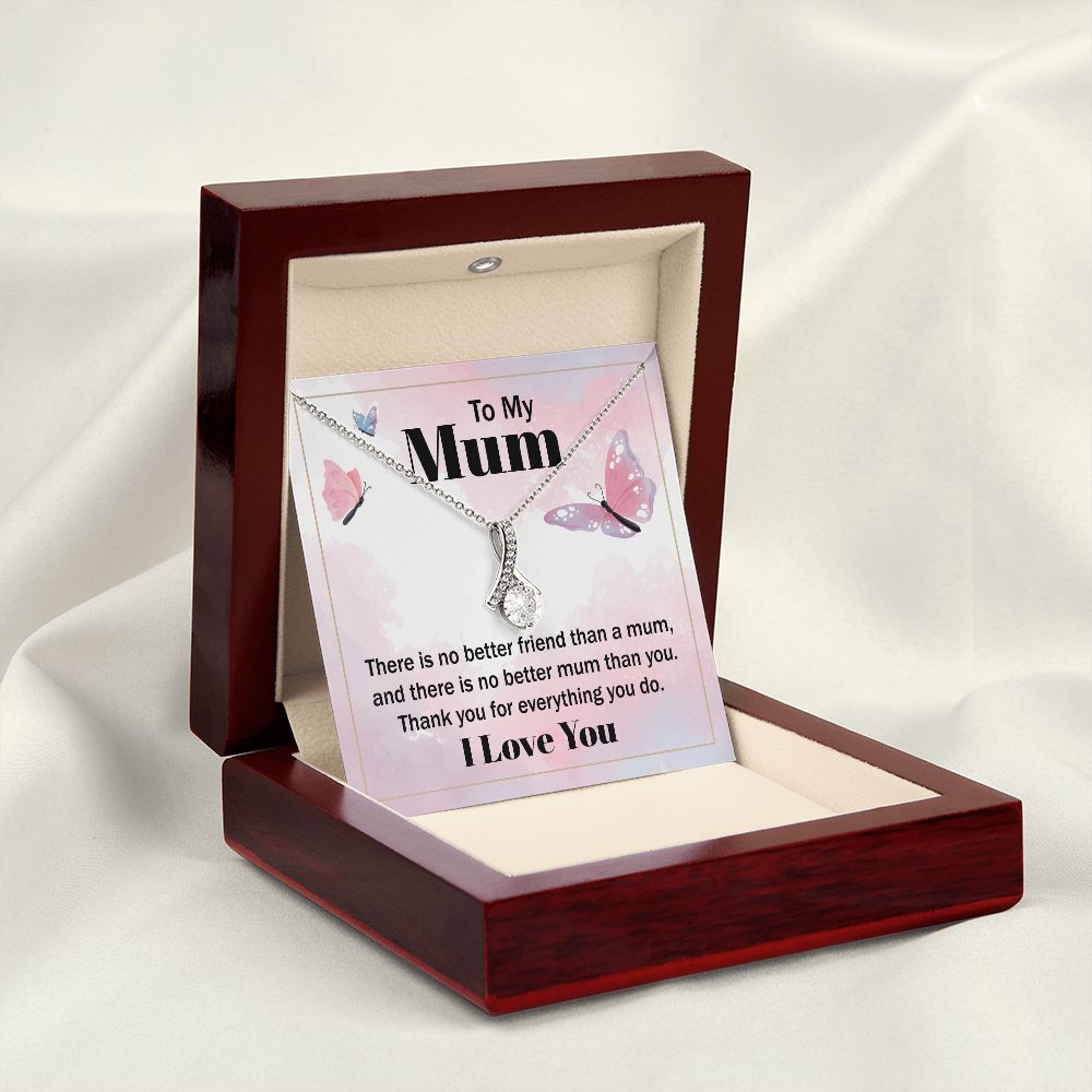 To My Mom There is No Better Friend Alluring Ribbon Necklace Message Card-Express Your Love Gifts