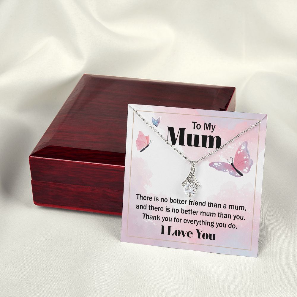 To My Mom There is No Better Friend Alluring Ribbon Necklace Message Card-Express Your Love Gifts