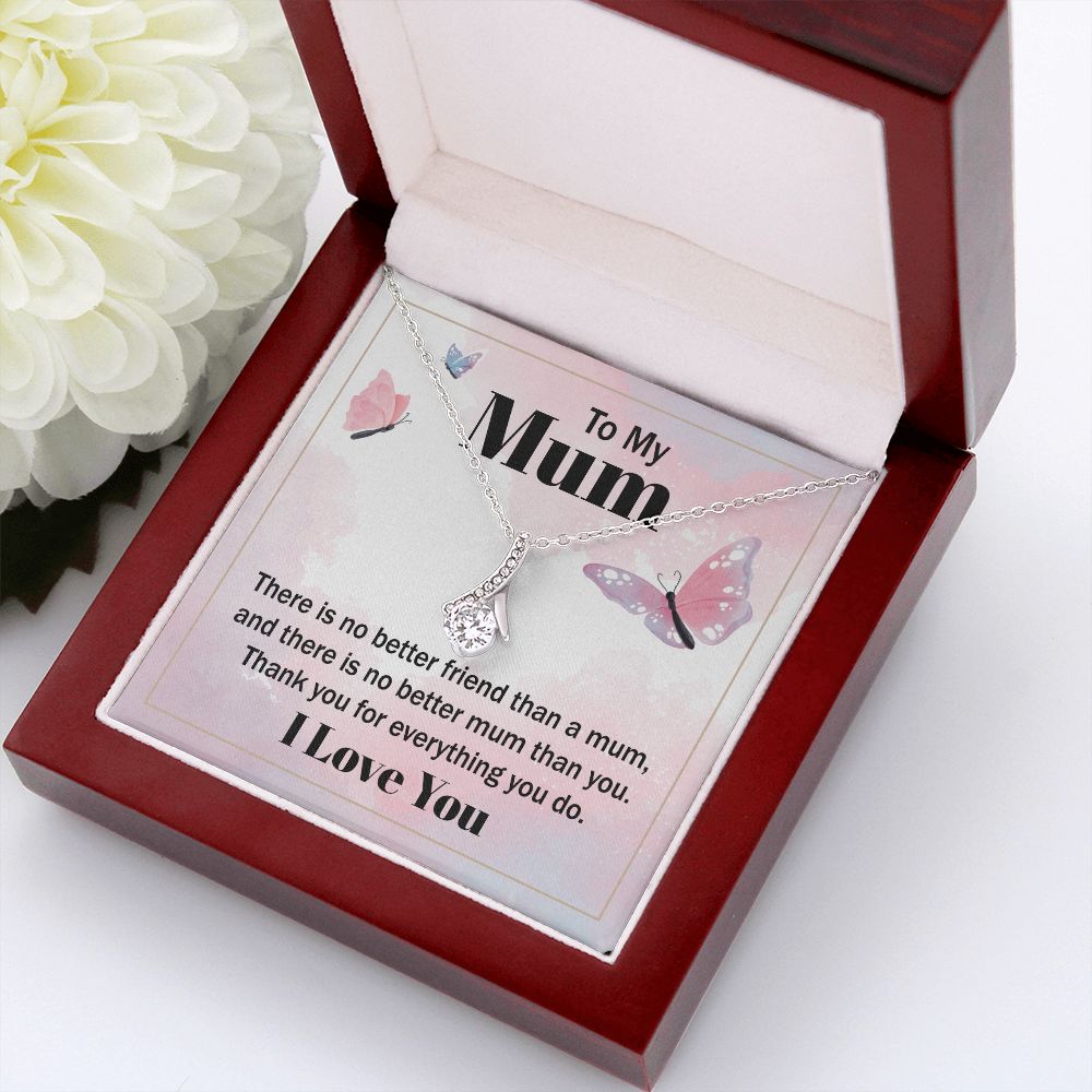 To My Mom There is No Better Friend Alluring Ribbon Necklace Message Card-Express Your Love Gifts