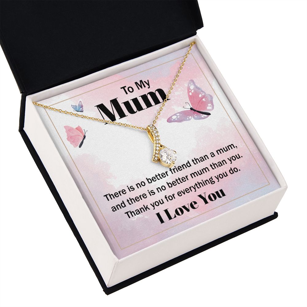 To My Mom There is No Better Friend Alluring Ribbon Necklace Message Card-Express Your Love Gifts