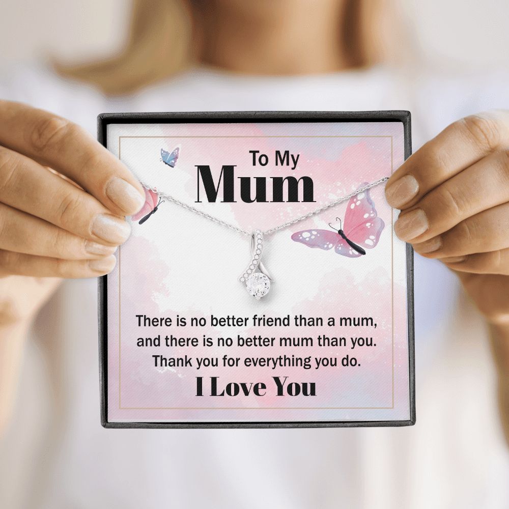 To My Mom There is No Better Friend Alluring Ribbon Necklace Message Card-Express Your Love Gifts