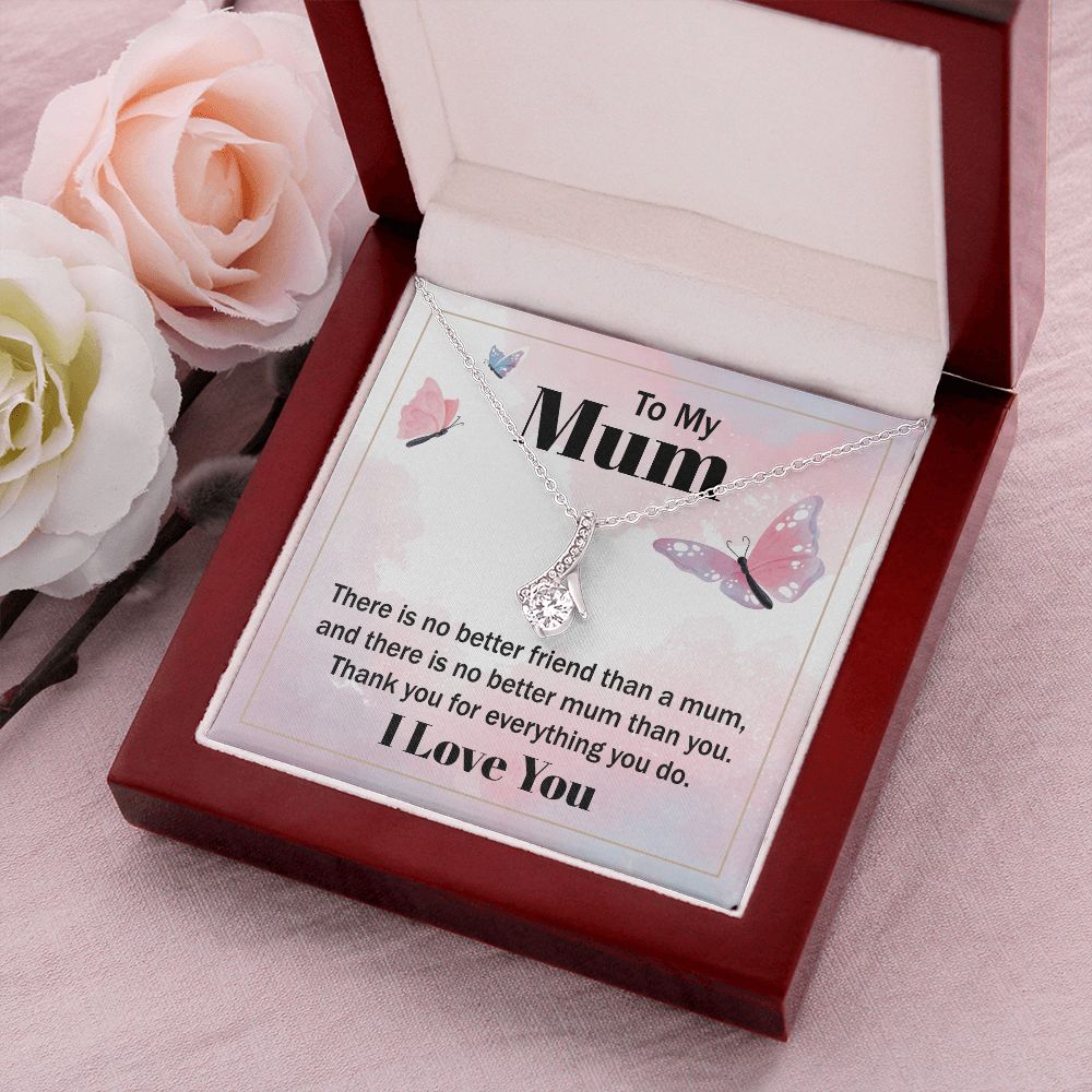 To My Mom There is No Better Friend Alluring Ribbon Necklace Message Card-Express Your Love Gifts