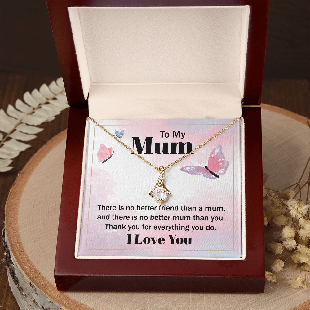 To My Mom There is No Better Friend Alluring Ribbon Necklace Message Card-Express Your Love Gifts