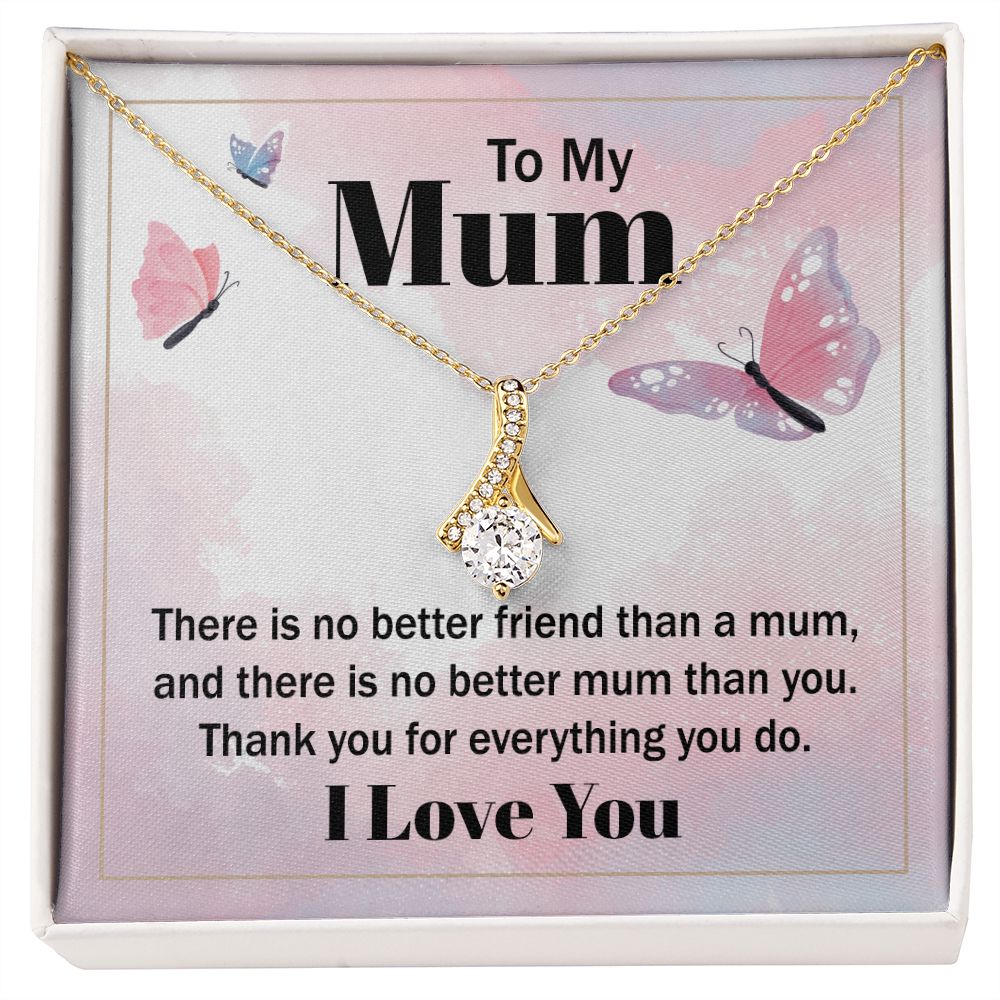 To My Mom There is No Better Friend Alluring Ribbon Necklace Message Card-Express Your Love Gifts