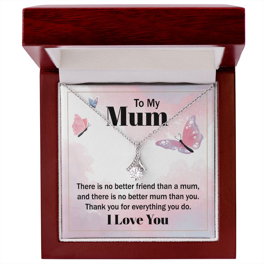 To My Mom There is No Better Friend Alluring Ribbon Necklace Message Card-Express Your Love Gifts