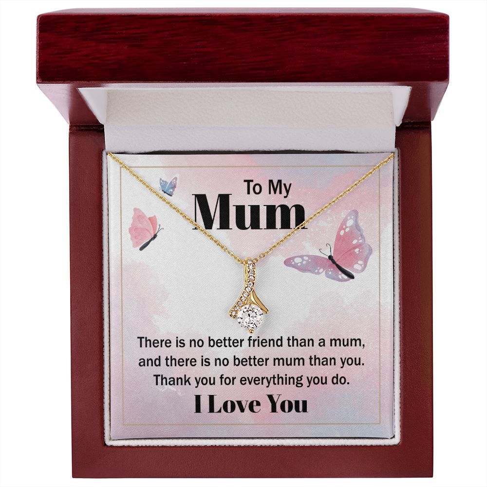 To My Mom There is No Better Friend Alluring Ribbon Necklace Message Card-Express Your Love Gifts