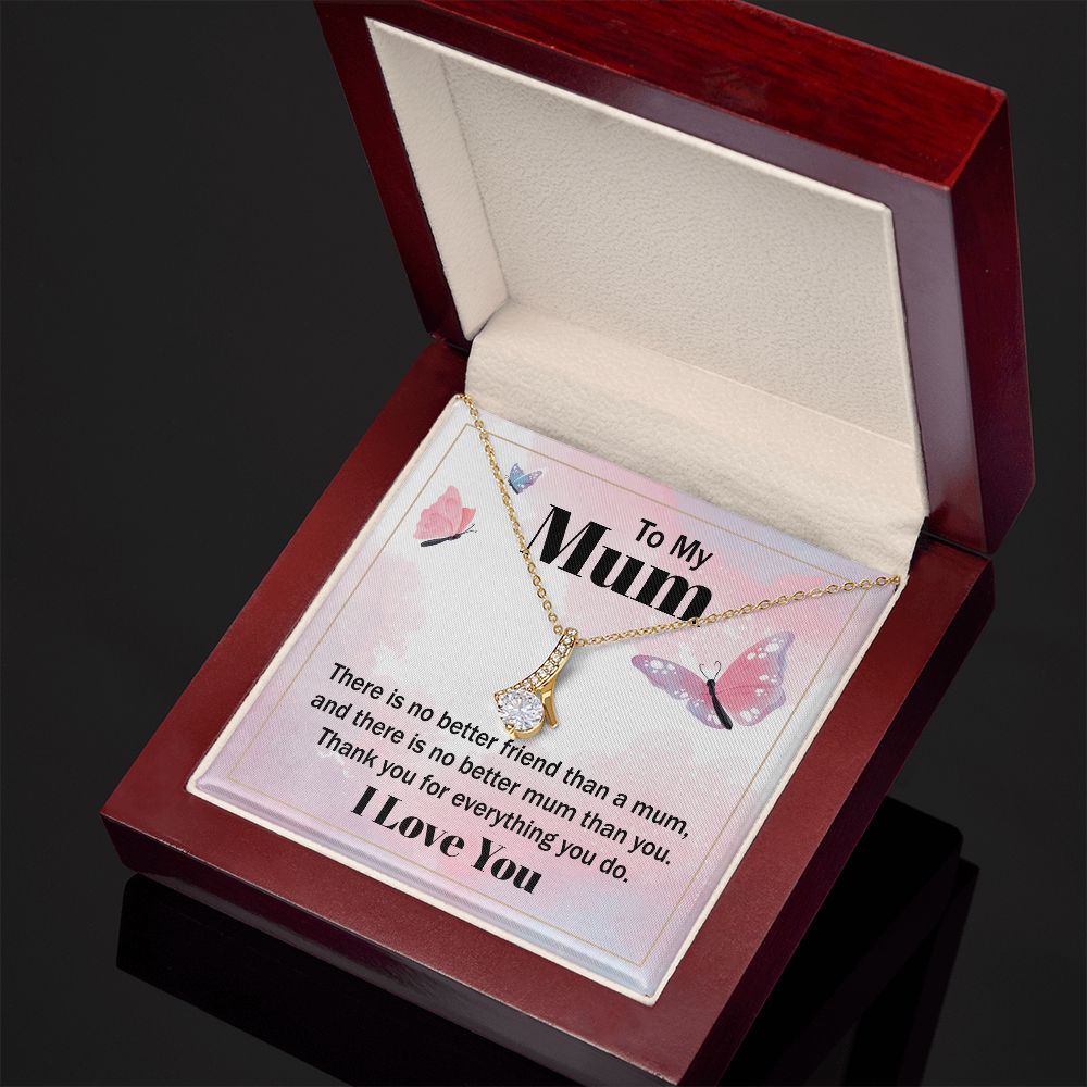 To My Mom There is No Better Friend Alluring Ribbon Necklace Message Card-Express Your Love Gifts