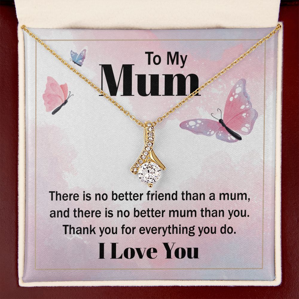 To My Mom There is No Better Friend Alluring Ribbon Necklace Message Card-Express Your Love Gifts