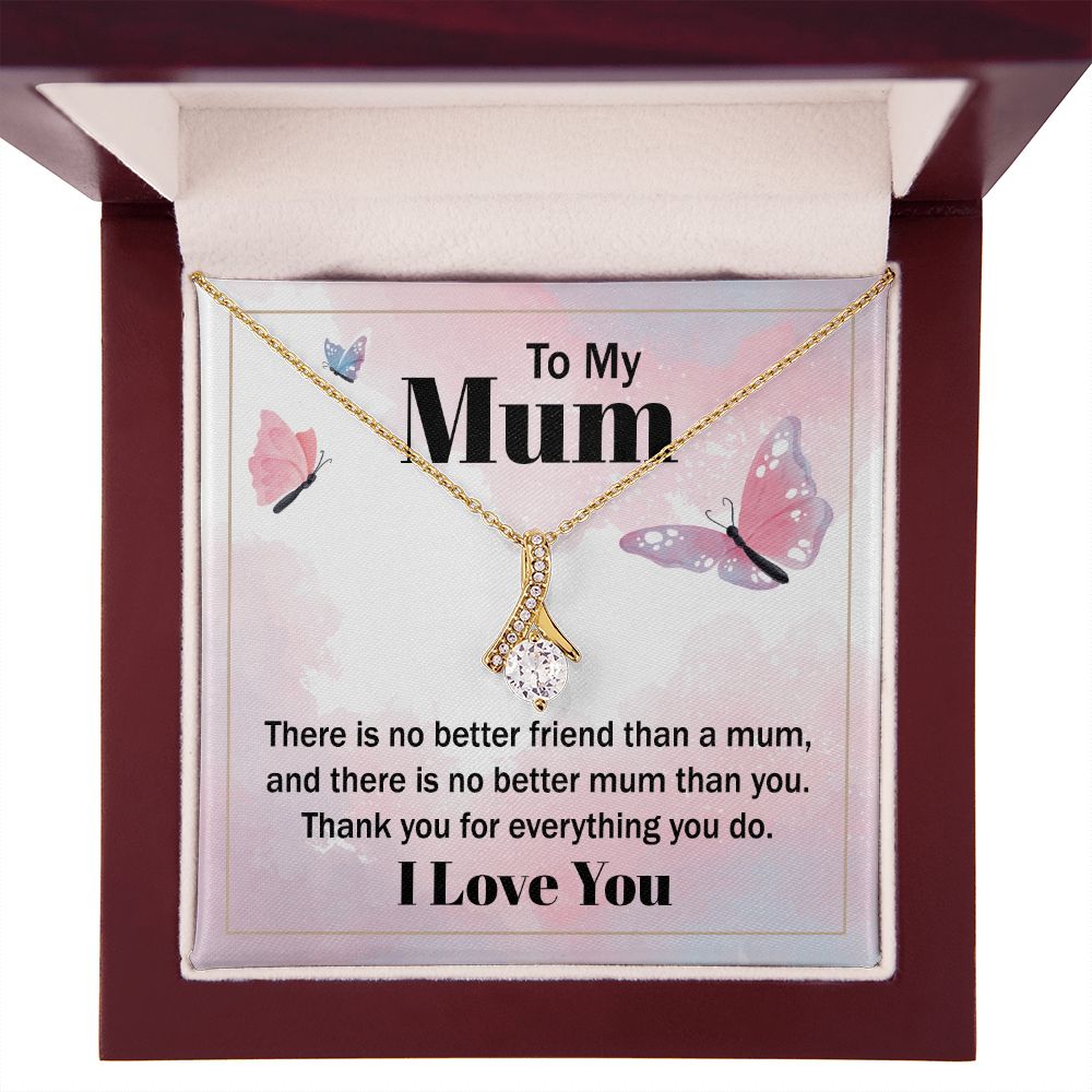 To My Mom There is No Better Friend Alluring Ribbon Necklace Message Card-Express Your Love Gifts