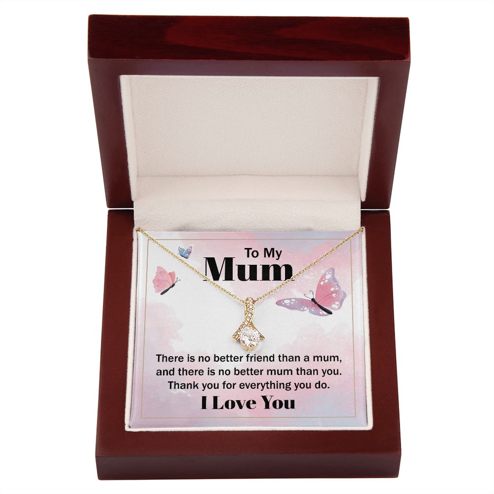 To My Mom There is No Better Friend Alluring Ribbon Necklace Message Card-Express Your Love Gifts