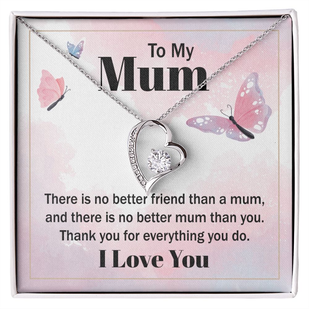 To My Mom There is No Better Friend Forever Necklace w Message Card-Express Your Love Gifts