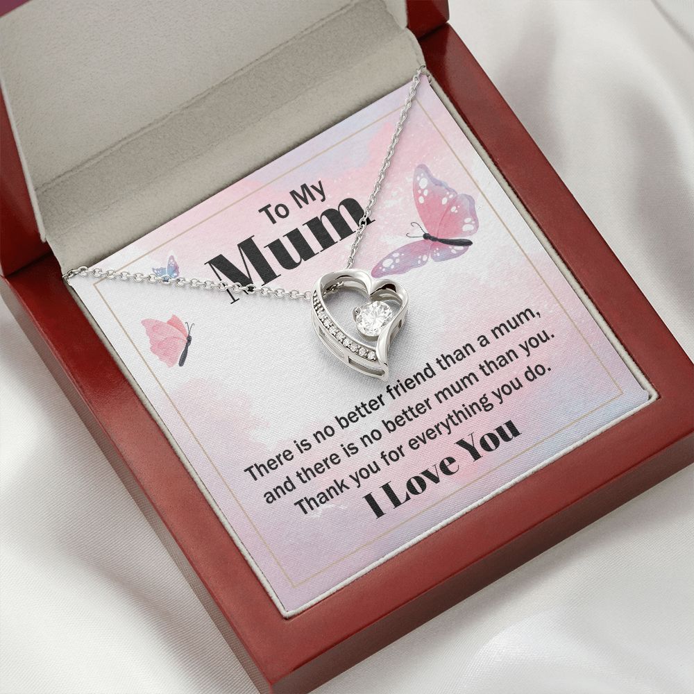 To My Mom There is No Better Friend Forever Necklace w Message Card-Express Your Love Gifts