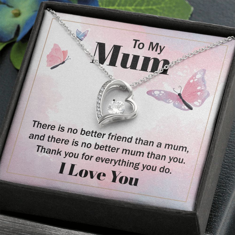 To My Mom There is No Better Friend Forever Necklace w Message Card-Express Your Love Gifts