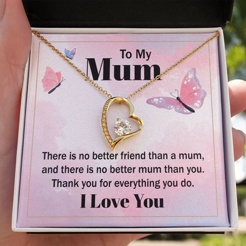 To My Mom There is No Better Friend Forever Necklace w Message Card-Express Your Love Gifts