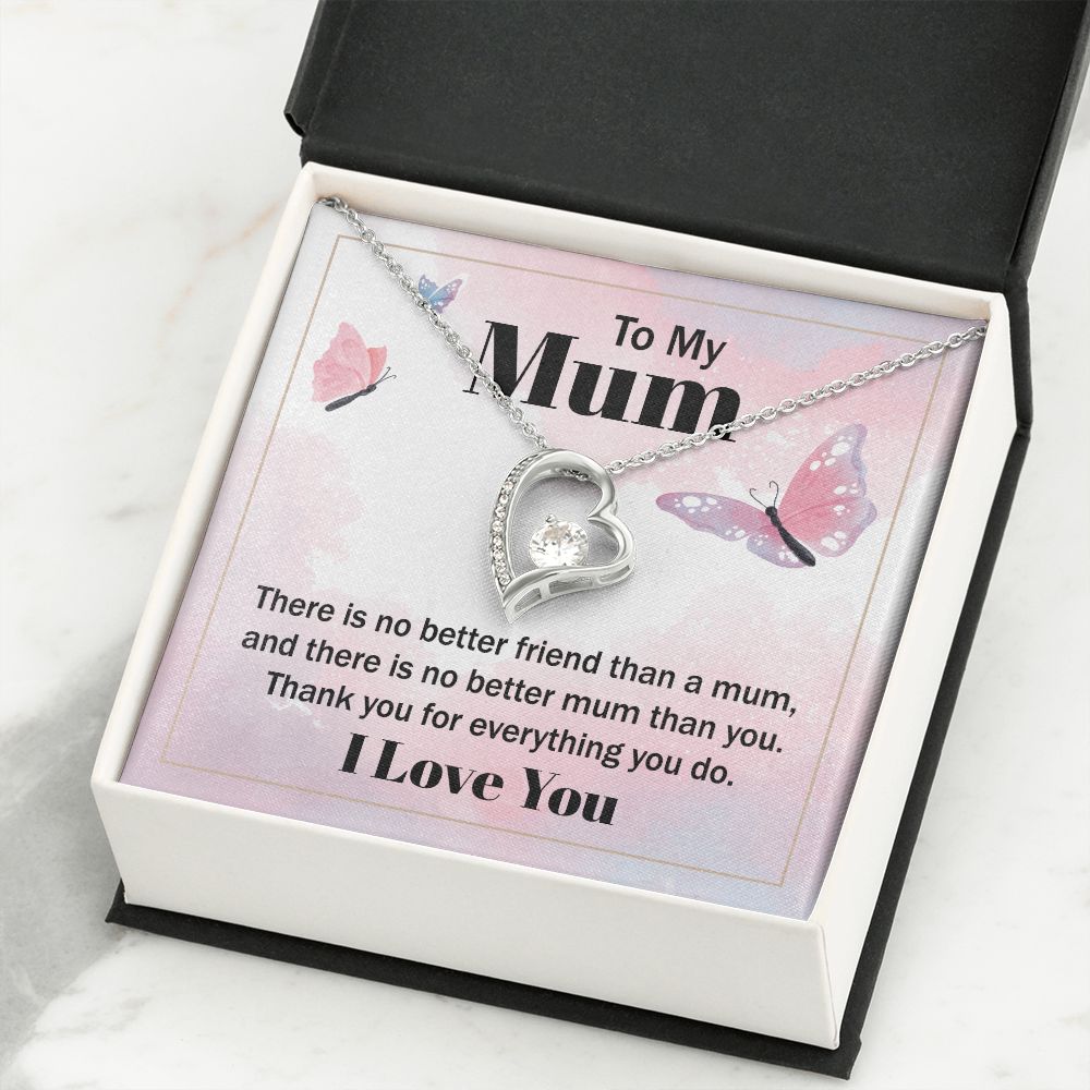 To My Mom There is No Better Friend Forever Necklace w Message Card-Express Your Love Gifts