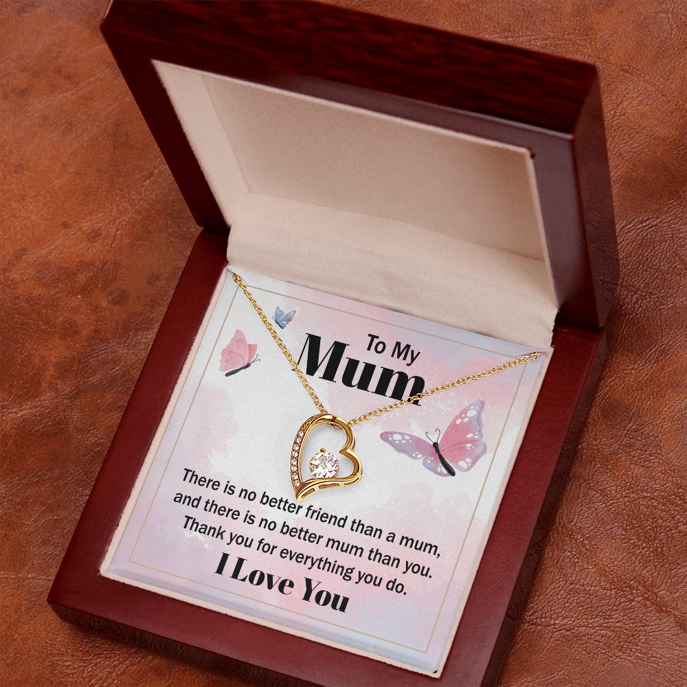 To My Mom There is No Better Friend Forever Necklace w Message Card-Express Your Love Gifts