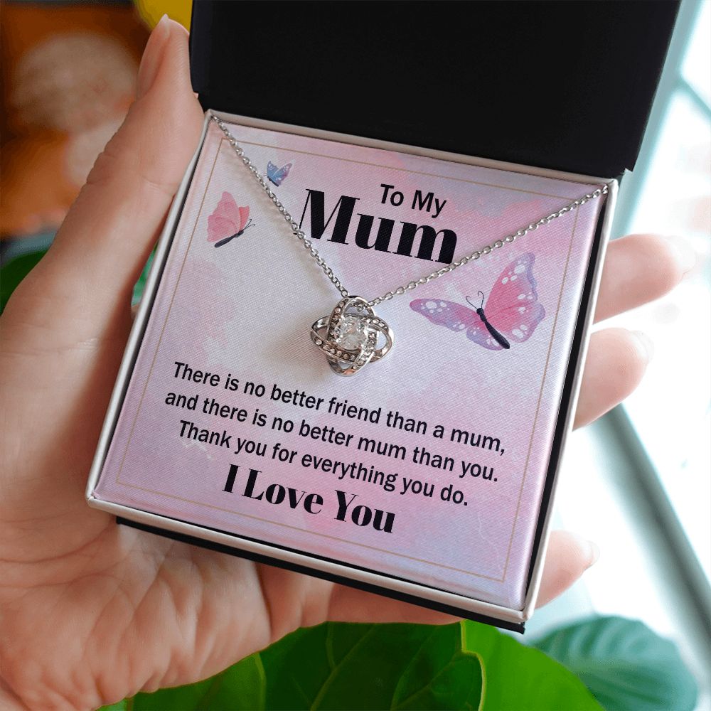 To My Mom There is No Better Friend Infinity Knot Necklace Message Card-Express Your Love Gifts