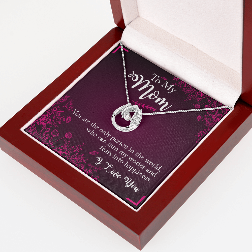 To My Mom You Are the Person Lucky Horseshoe Necklace Message Card 14k w CZ Crystals-Express Your Love Gifts