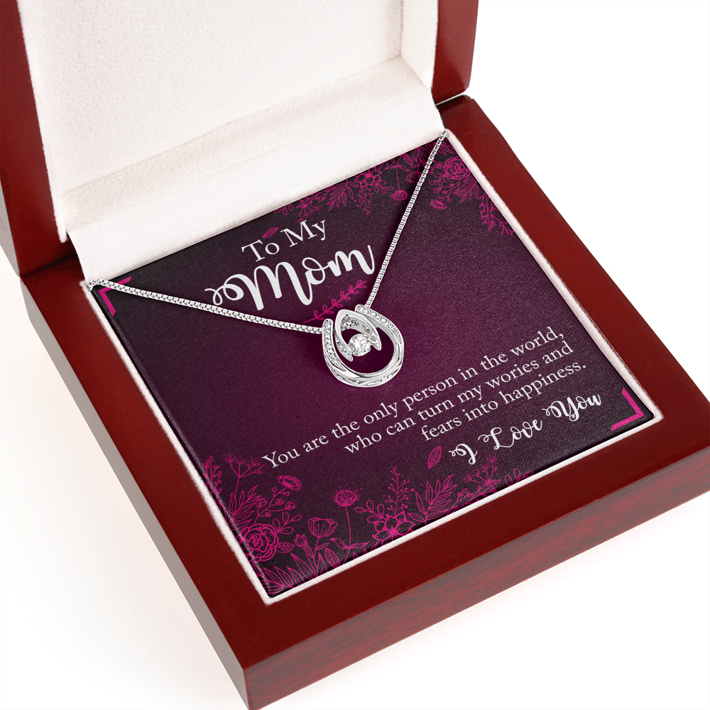 To My Mom You Are the Person Lucky Horseshoe Necklace Message Card 14k w CZ Crystals-Express Your Love Gifts