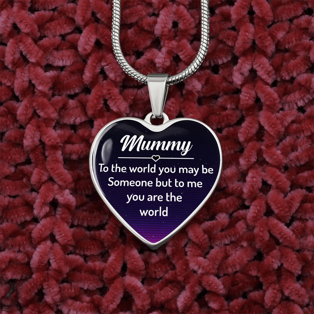 To My Mom You Are The World Necklace Stainless Steel or 18k Gold Heart 18-22"-Express Your Love Gifts