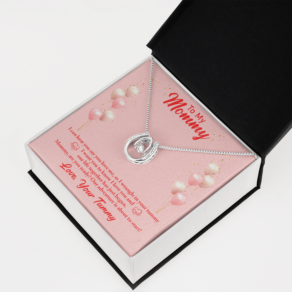 To My Mommy from Baby Hear You Lucky Horseshoe Necklace Message Card 14k w CZ Crystals-Express Your Love Gifts