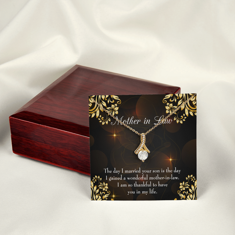 To My Mother-in-Law A Wonderful Mother-in-Law Alluring Ribbon Necklace Message Card-Express Your Love Gifts