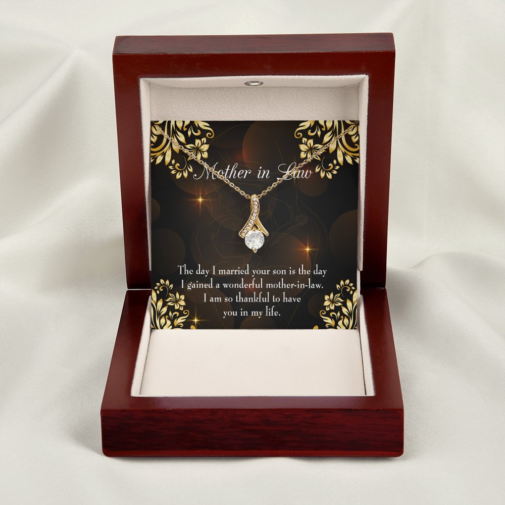 To My Mother-in-Law A Wonderful Mother-in-Law Alluring Ribbon Necklace Message Card-Express Your Love Gifts