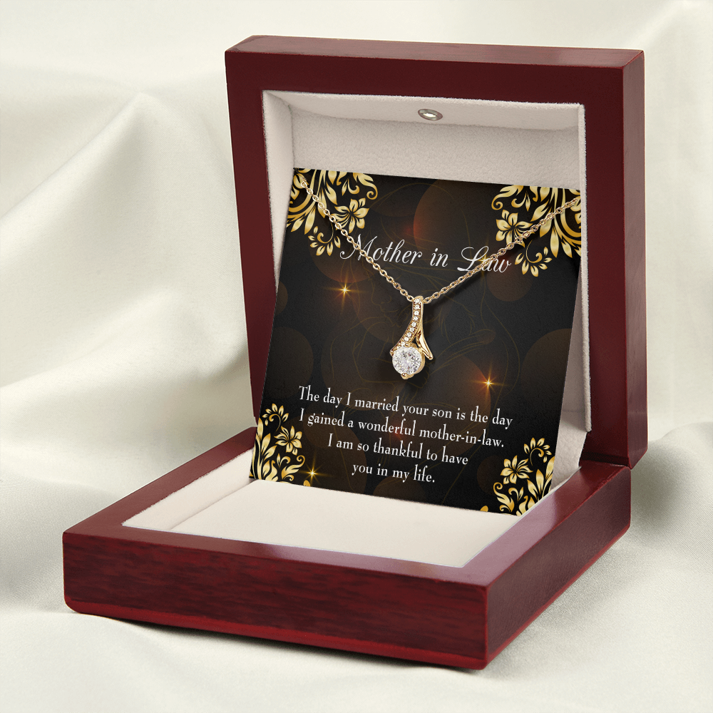 To My Mother-in-Law A Wonderful Mother-in-Law Alluring Ribbon Necklace Message Card-Express Your Love Gifts