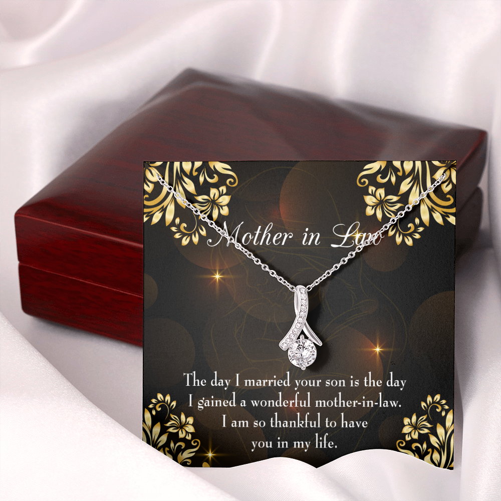 To My Mother-in-Law A Wonderful Mother-in-Law Alluring Ribbon Necklace Message Card-Express Your Love Gifts