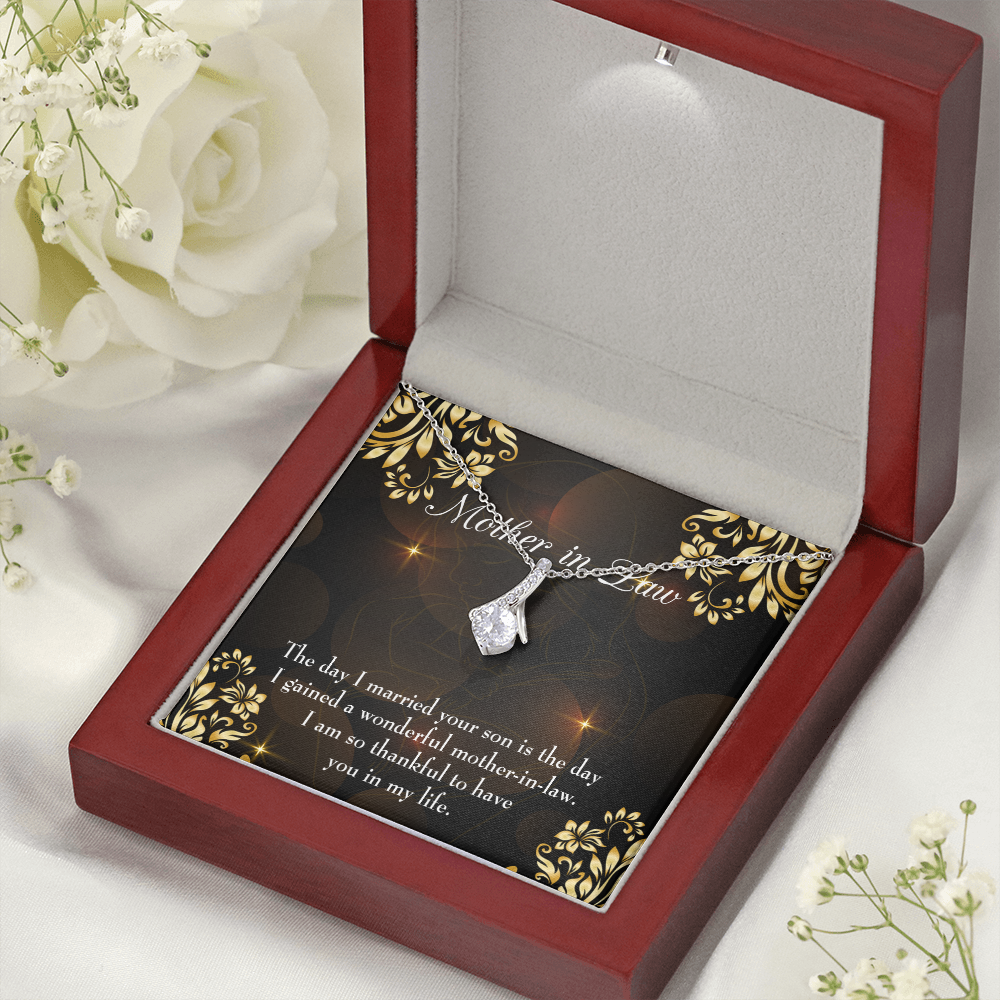 To My Mother-in-Law A Wonderful Mother-in-Law Alluring Ribbon Necklace Message Card-Express Your Love Gifts