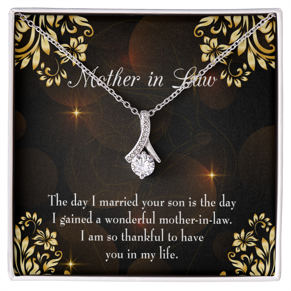 To My Mother-in-Law A Wonderful Mother-in-Law Alluring Ribbon Necklace Message Card-Express Your Love Gifts