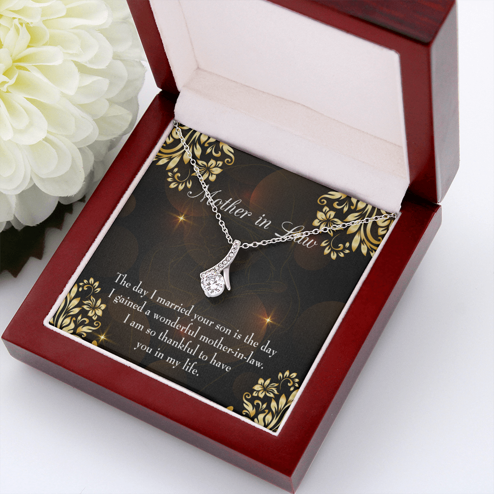 To My Mother-in-Law A Wonderful Mother-in-Law Alluring Ribbon Necklace Message Card-Express Your Love Gifts