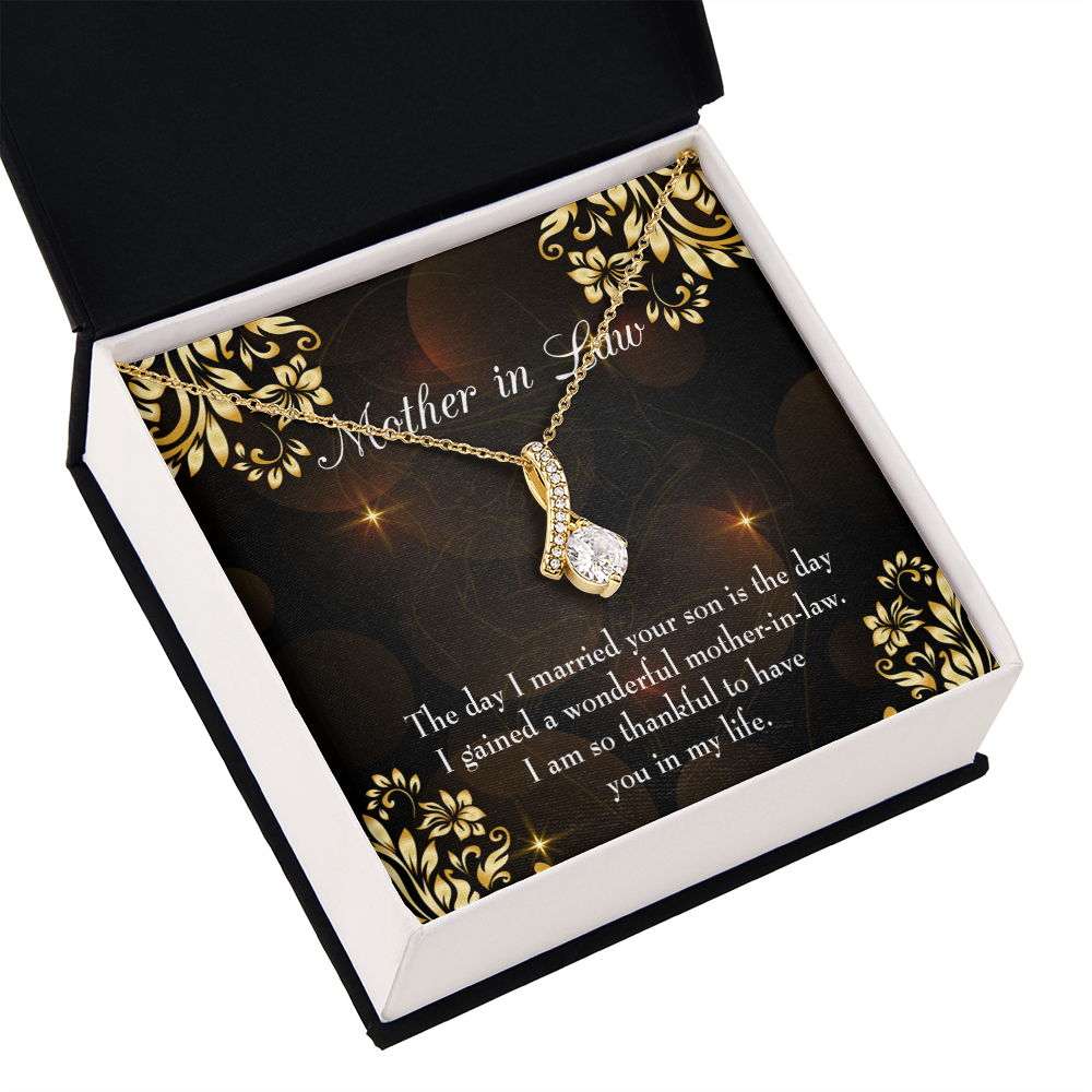 To My Mother-in-Law A Wonderful Mother-in-Law Alluring Ribbon Necklace Message Card-Express Your Love Gifts