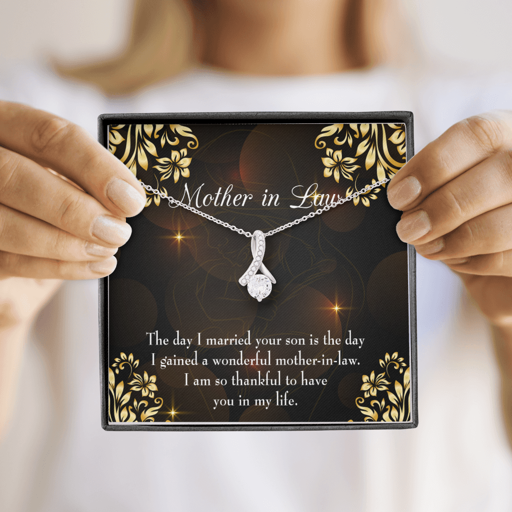 To My Mother-in-Law A Wonderful Mother-in-Law Alluring Ribbon Necklace Message Card-Express Your Love Gifts