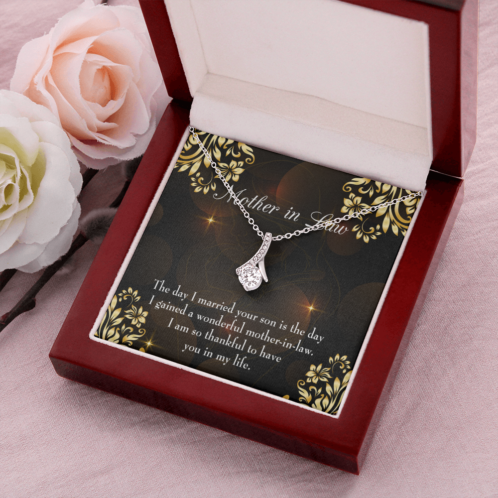 To My Mother-in-Law A Wonderful Mother-in-Law Alluring Ribbon Necklace Message Card-Express Your Love Gifts