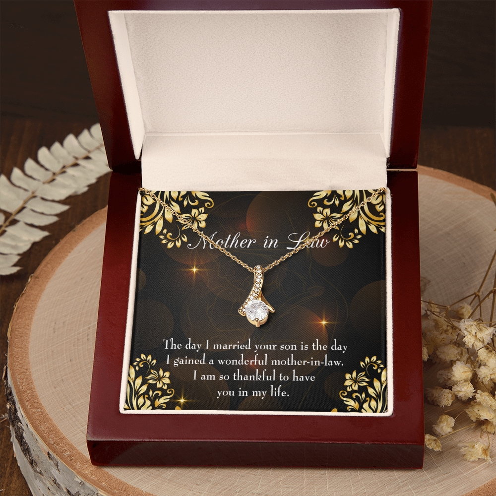 To My Mother-in-Law A Wonderful Mother-in-Law Alluring Ribbon Necklace Message Card-Express Your Love Gifts