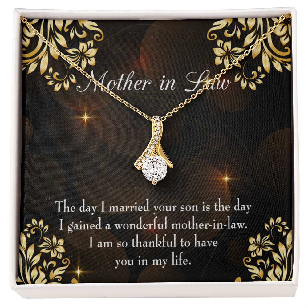 To My Mother-in-Law A Wonderful Mother-in-Law Alluring Ribbon Necklace Message Card-Express Your Love Gifts